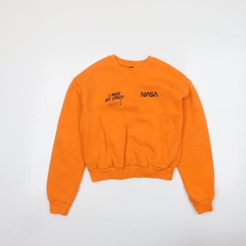 H&M Womens Orange Cotton Pullover Sweatshirt Size XS Pullover - I need my space NASA