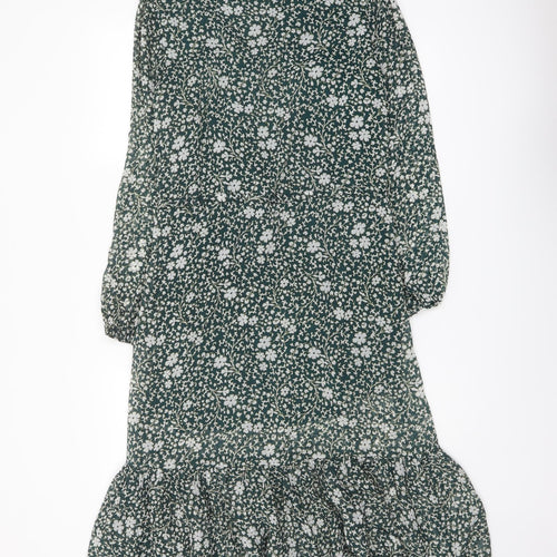 La Redoute Womens Green Floral Polyester A-Line Size 10 V-Neck Pullover