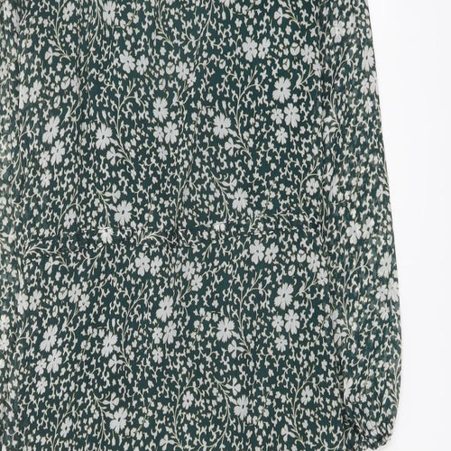 La Redoute Womens Green Floral Polyester A-Line Size 10 V-Neck Pullover