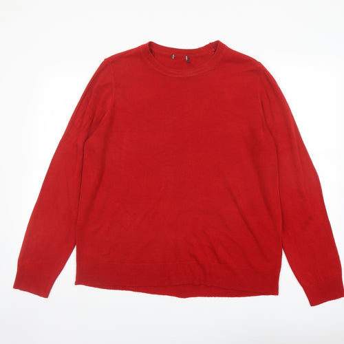 Bonmarché Womens Red Round Neck Acrylic Pullover Jumper Size 18