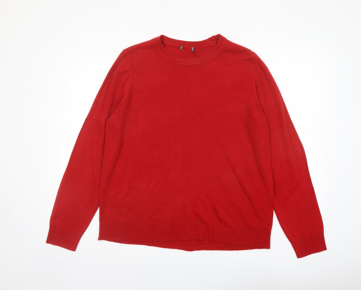 Bonmarché Womens Red Round Neck Acrylic Pullover Jumper Size 18