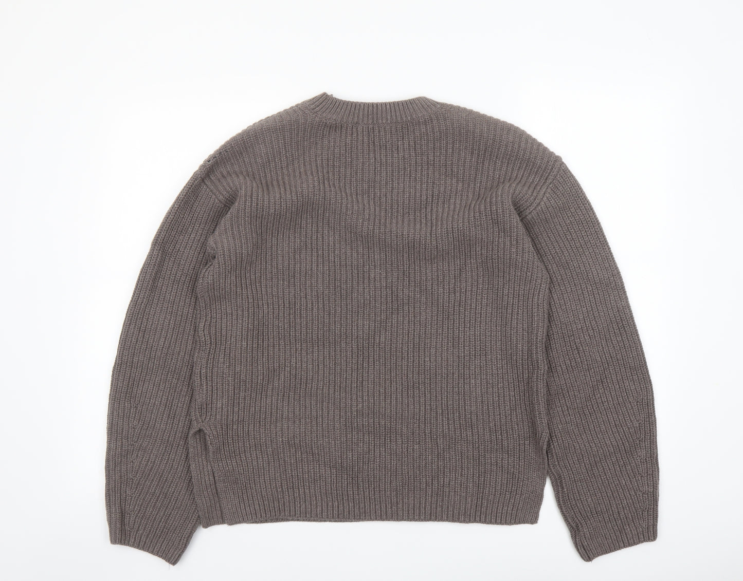 Marks and Spencer Womens Grey Round Neck Cotton Pullover Jumper Size S