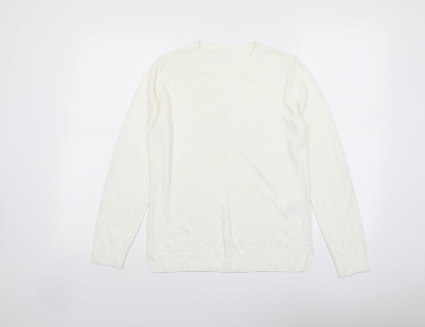 Marks and Spencer Womens Ivory Round Neck Acrylic Pullover Jumper Size 10