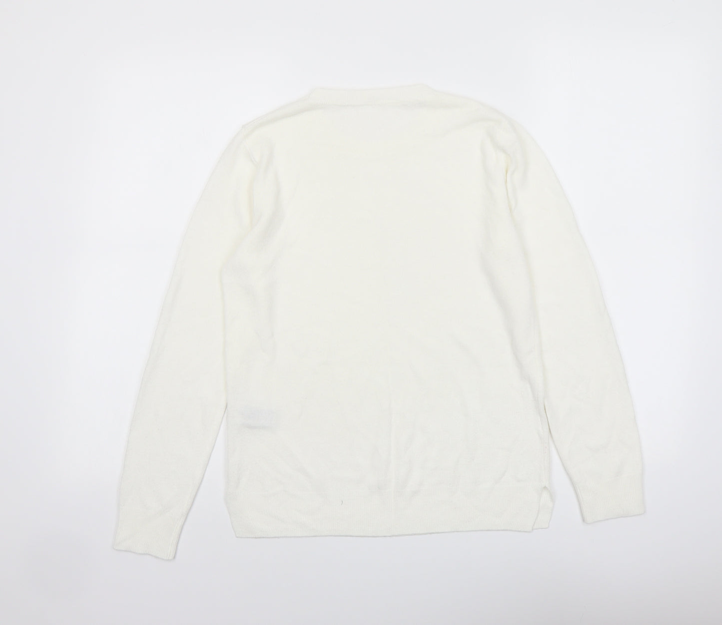 Marks and Spencer Womens Ivory Round Neck Acrylic Pullover Jumper Size 10