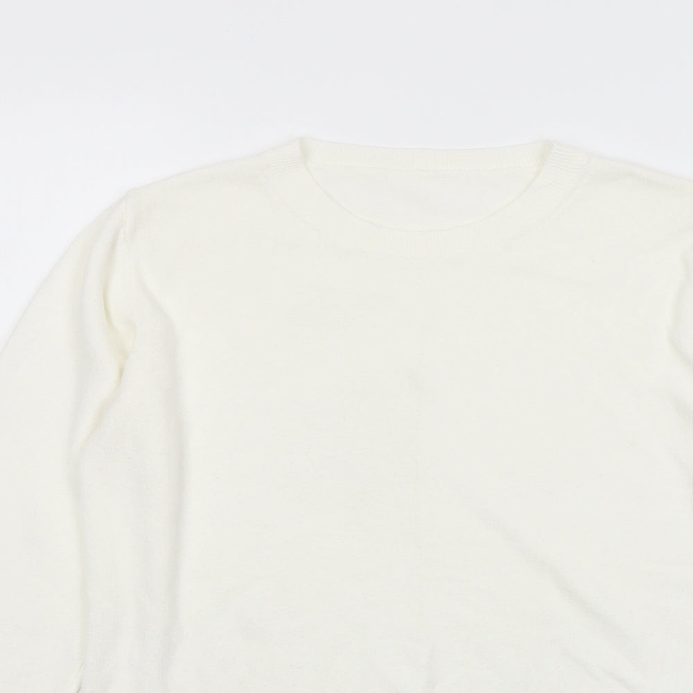 Marks and Spencer Womens Ivory Round Neck Acrylic Pullover Jumper Size 10