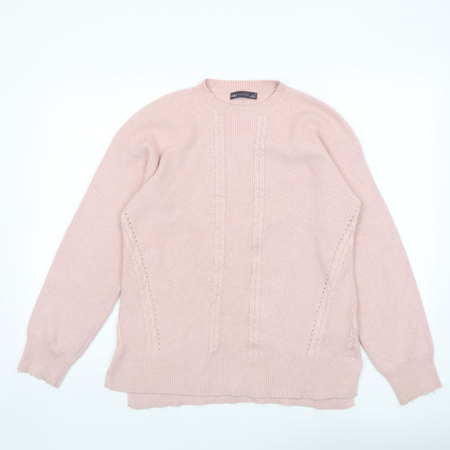 Marks and Spencer Womens Pink Round Neck Viscose Pullover Jumper Size M