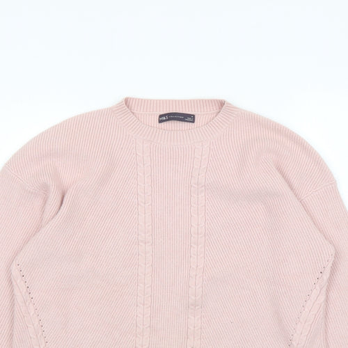 Marks and Spencer Womens Pink Round Neck Viscose Pullover Jumper Size M