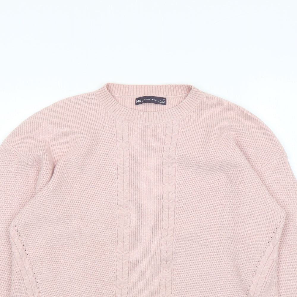 Marks and Spencer Womens Pink Round Neck Viscose Pullover Jumper Size M