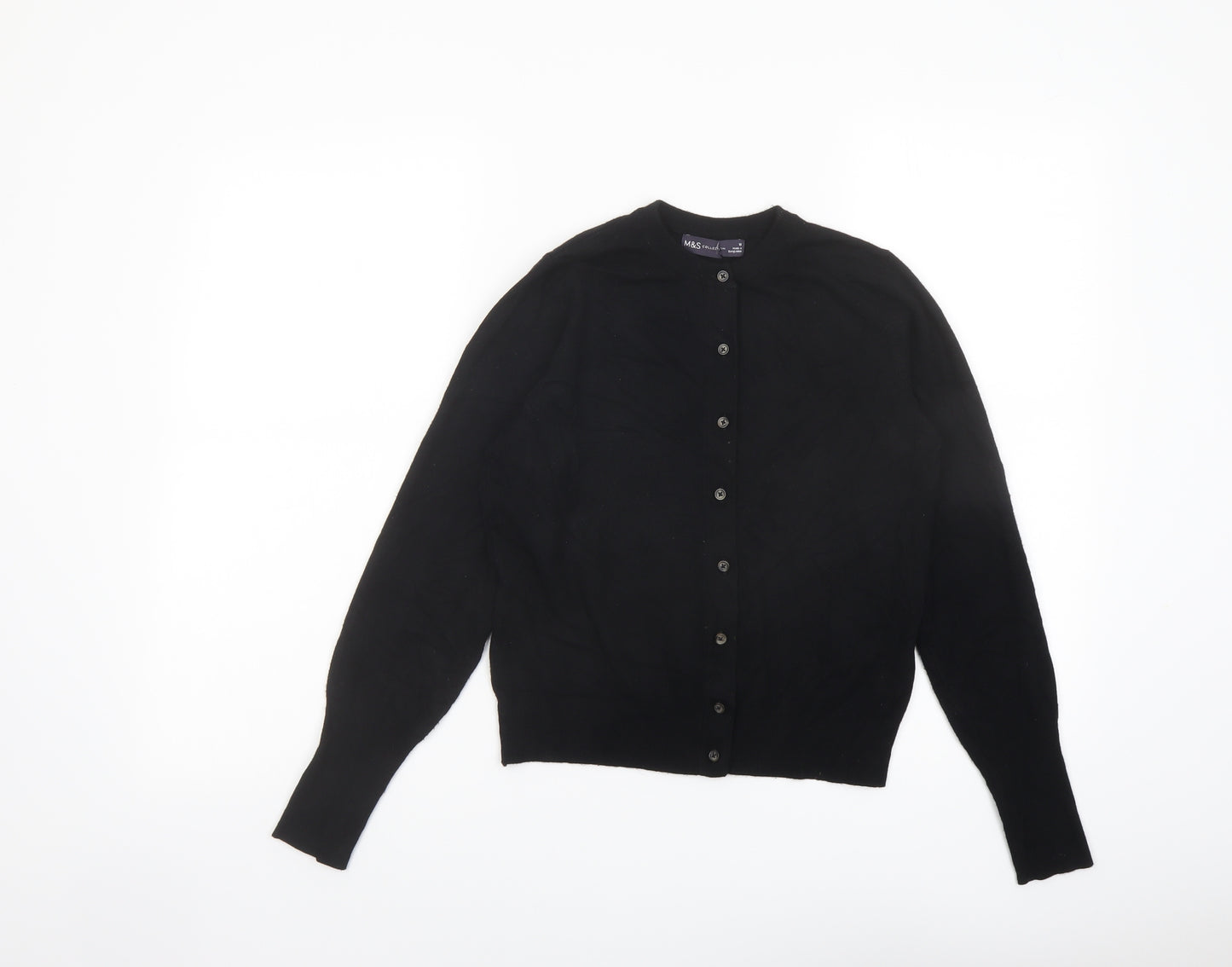 Marks and Spencer Womens Black Round Neck Viscose Cardigan Jumper Size 10