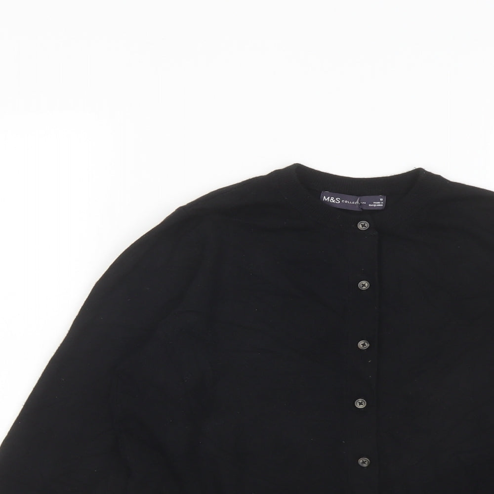 Marks and Spencer Womens Black Round Neck Viscose Cardigan Jumper Size 10