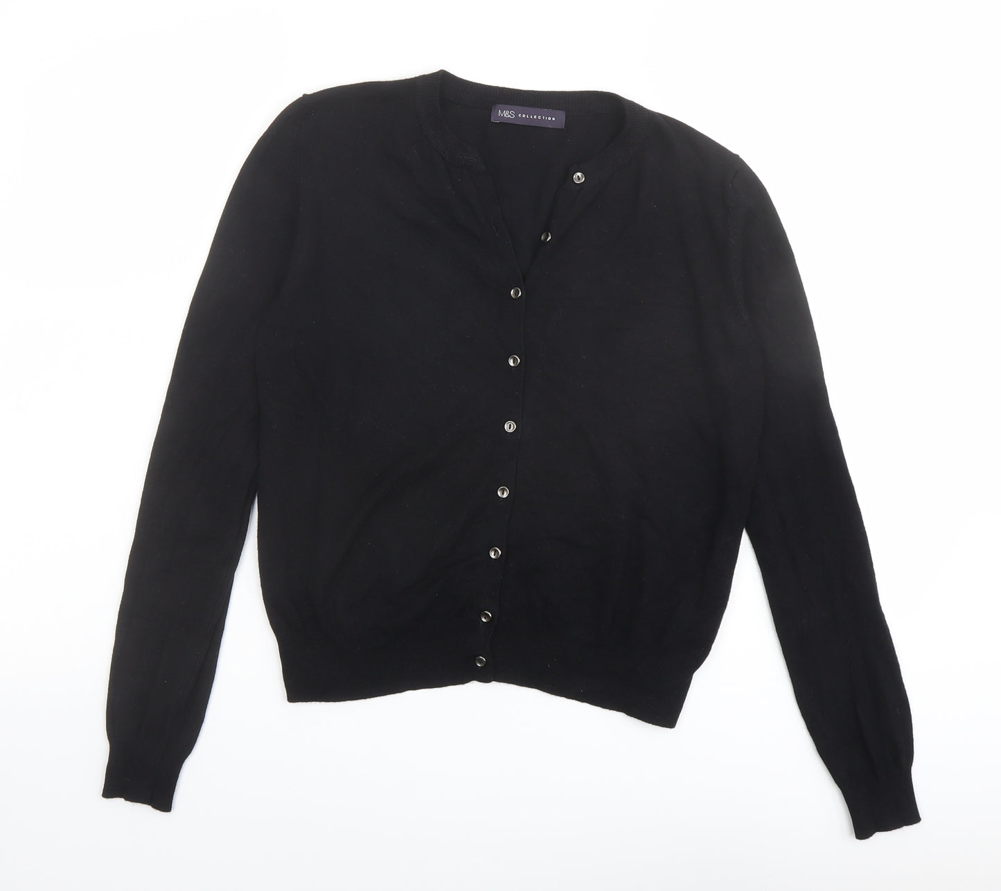 Marks and Spencer Womens Black Round Neck Viscose Cardigan Jumper Size 10