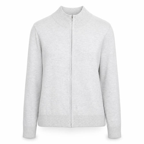 Marks and Spencer Womens Grey Mock Neck Viscose Full Zip Jumper Size 12
