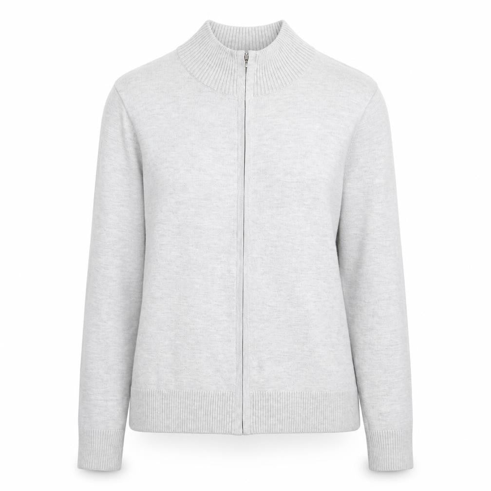 Marks and Spencer Womens Grey Mock Neck Viscose Full Zip Jumper Size 12