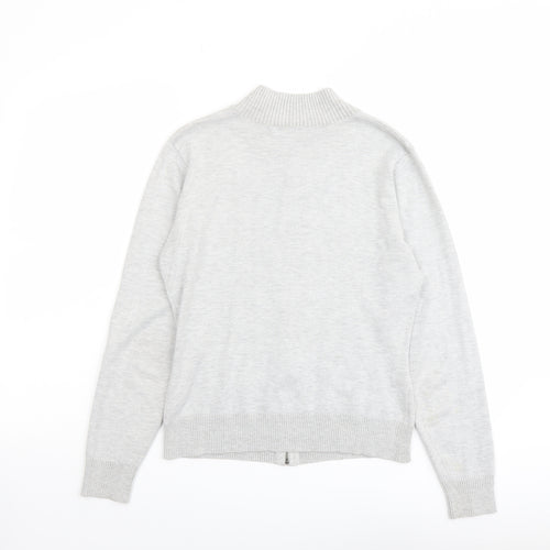 Marks and Spencer Womens Grey Mock Neck Viscose Full Zip Jumper Size 12