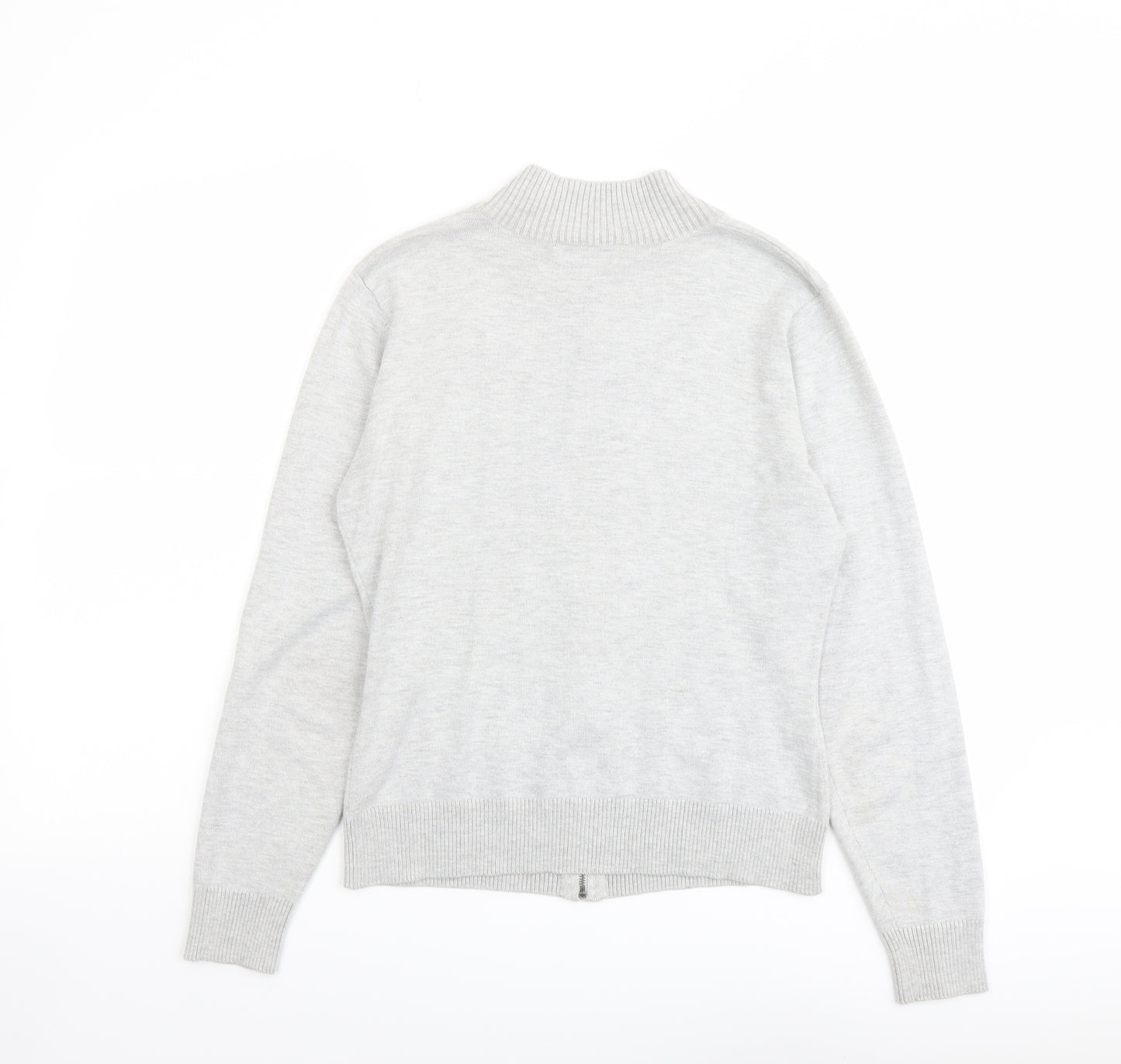 Marks and Spencer Womens Grey Mock Neck Viscose Full Zip Jumper Size 12