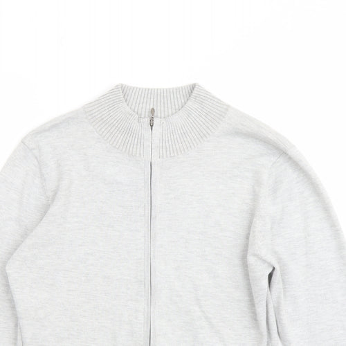 Marks and Spencer Womens Grey Mock Neck Viscose Full Zip Jumper Size 12