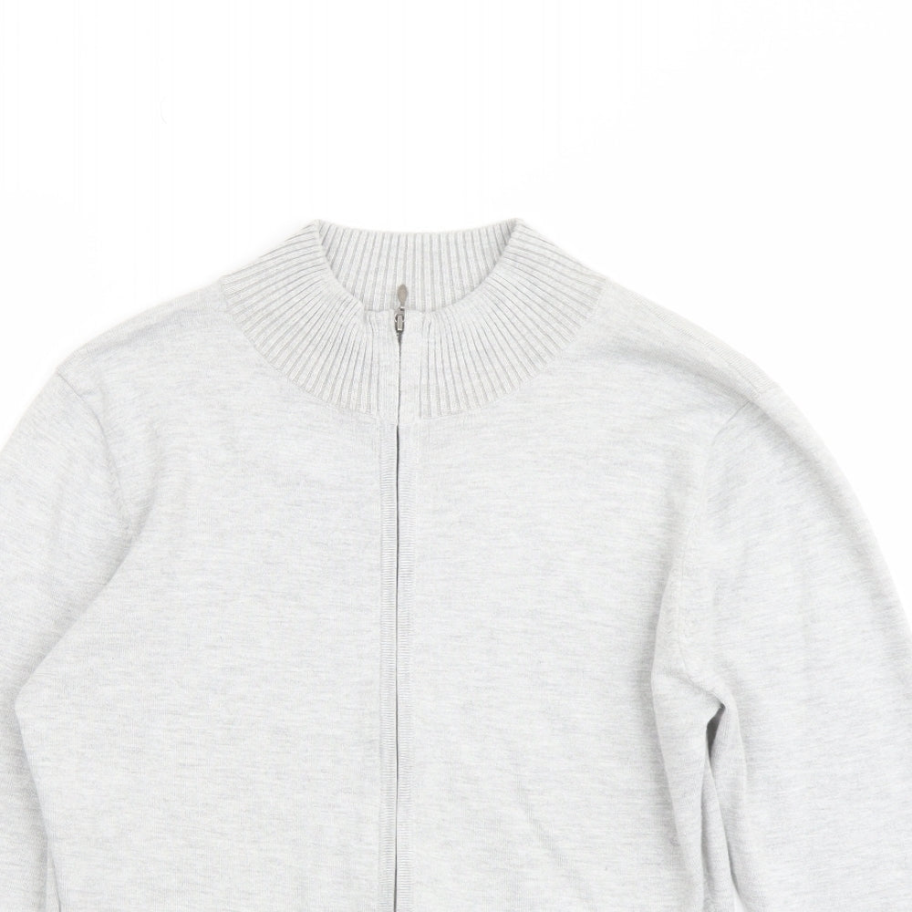 Marks and Spencer Womens Grey Mock Neck Viscose Full Zip Jumper Size 12