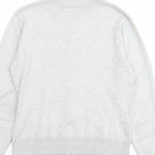 Marks and Spencer Womens Grey Mock Neck Viscose Full Zip Jumper Size 12