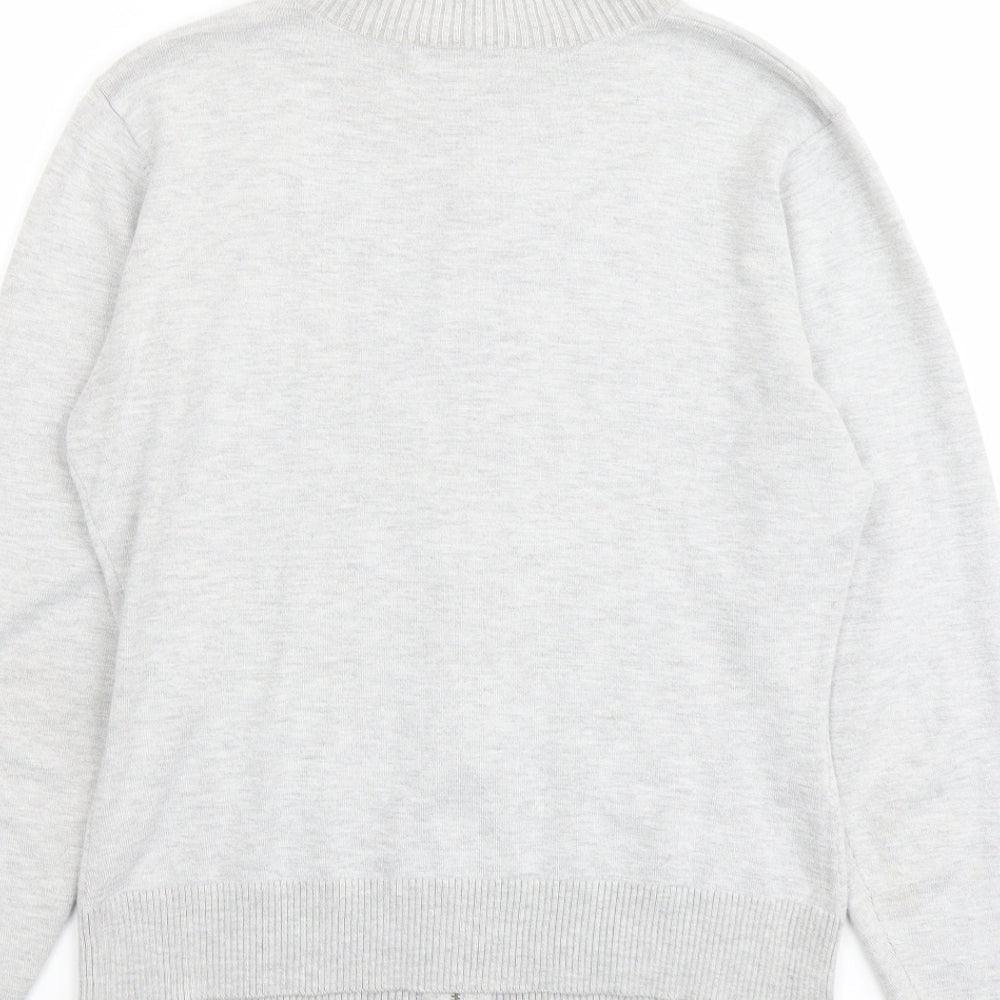Marks and Spencer Womens Grey Mock Neck Viscose Full Zip Jumper Size 12
