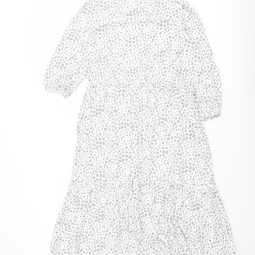 Regatta Womens White Floral Viscose A-Line Size 12 Boat Neck Pullover