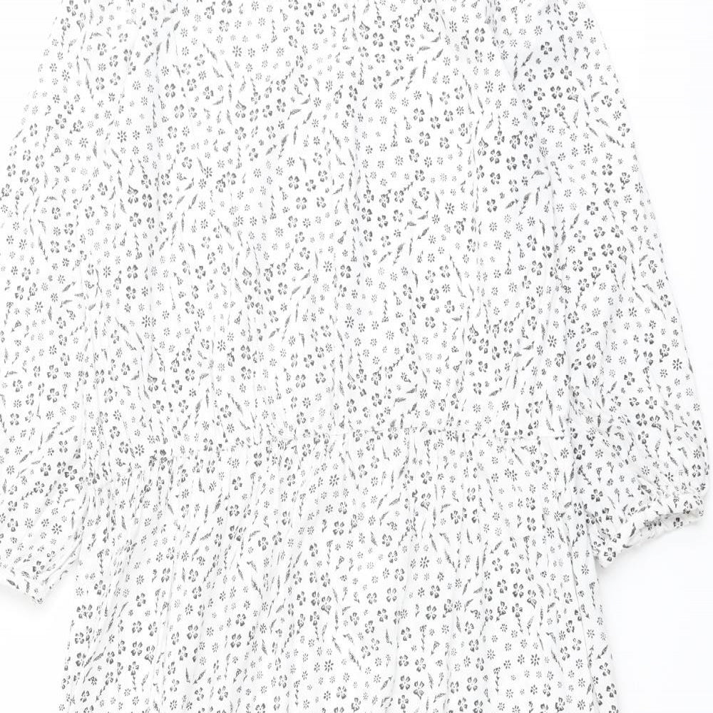 Regatta Womens White Floral Viscose A-Line Size 12 Boat Neck Pullover