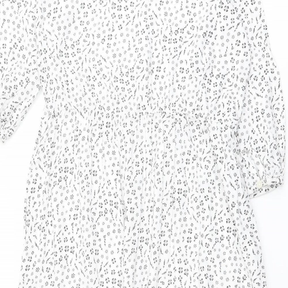 Regatta Womens White Floral Viscose A-Line Size 12 Boat Neck Pullover