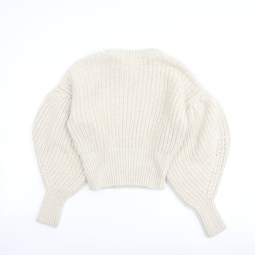 Zara Womens Beige Round Neck Acrylic Pullover Jumper Size S