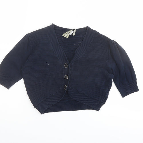 Collectif Womens Blue Round Neck Cotton Pullover Jumper Size 10