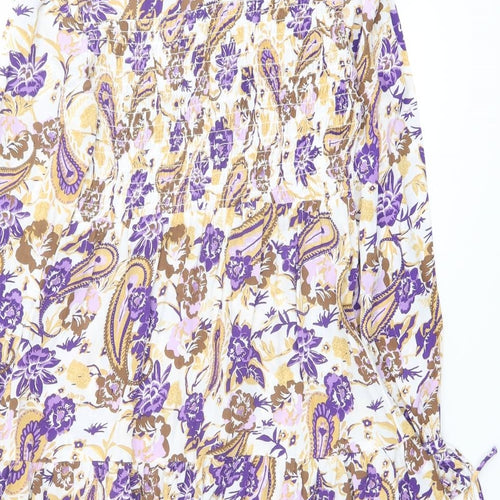 River Island Womens Multicoloured Paisley Viscose Mini Size 10 Mock Neck Tie