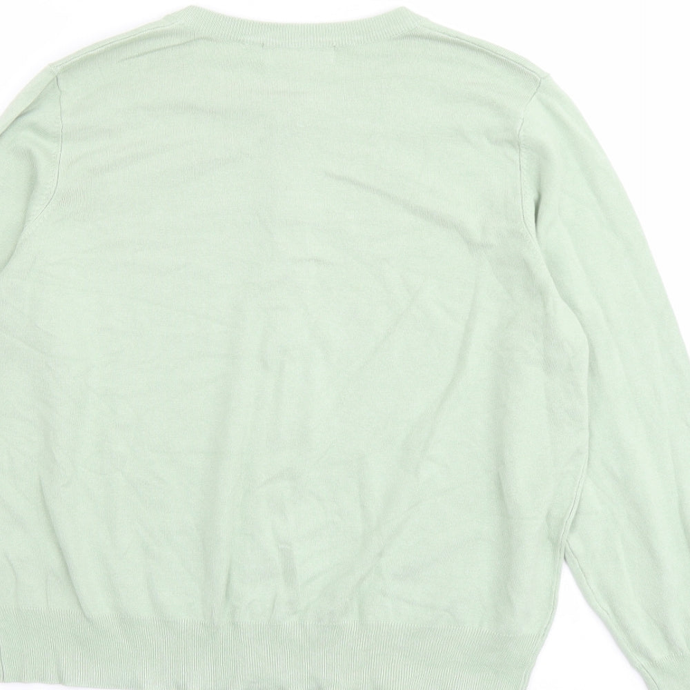 Marks and Spencer Womens Green Round Neck Viscose Cardigan Jumper Size 16