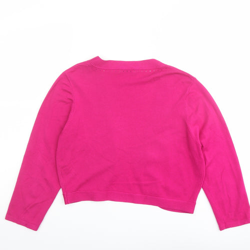 Precis Womens Pink V-Neck Viscose Cardigan Jumper Size M - Cropped