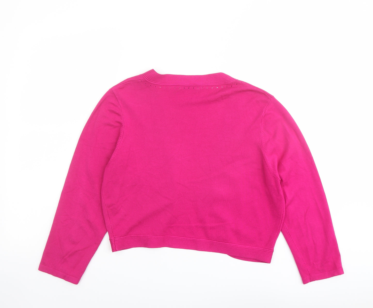 Precis Womens Pink V-Neck Viscose Cardigan Jumper Size M - Cropped