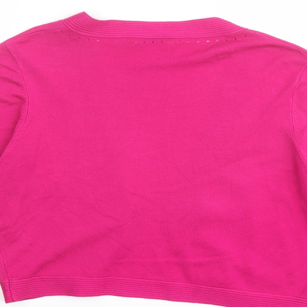 Precis Womens Pink V-Neck Viscose Cardigan Jumper Size M - Cropped