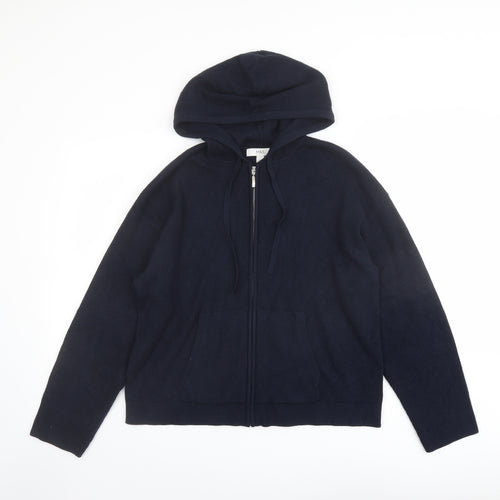 Marks and Spencer Womens Blue Round Neck Viscose Full Zip Jumper Size L
