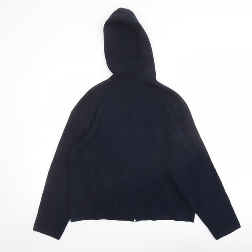 Marks and Spencer Womens Blue Round Neck Viscose Full Zip Jumper Size L