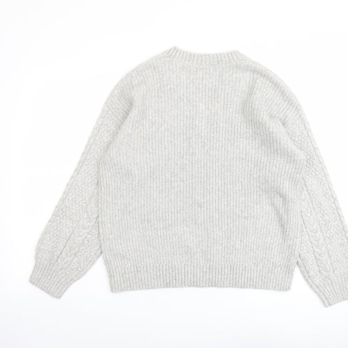 Marks and Spencer Womens Grey V-Neck Polyester Pullover Jumper Size M