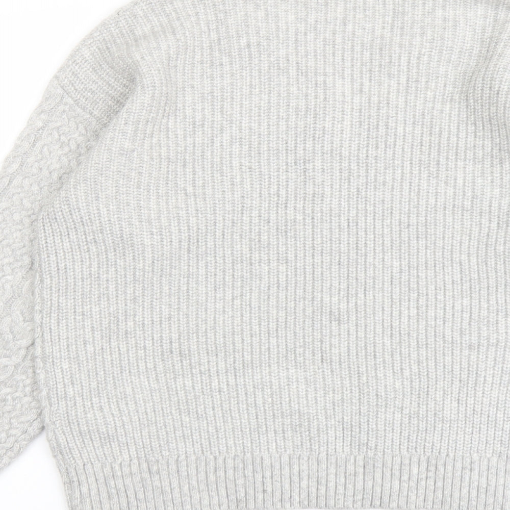 Marks and Spencer Womens Grey V-Neck Polyester Pullover Jumper Size M