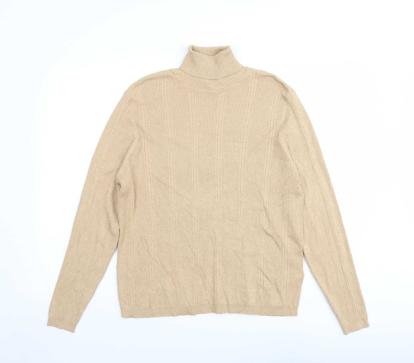 Marks and Spencer Womens Beige Roll Neck Viscose Pullover Jumper Size 18