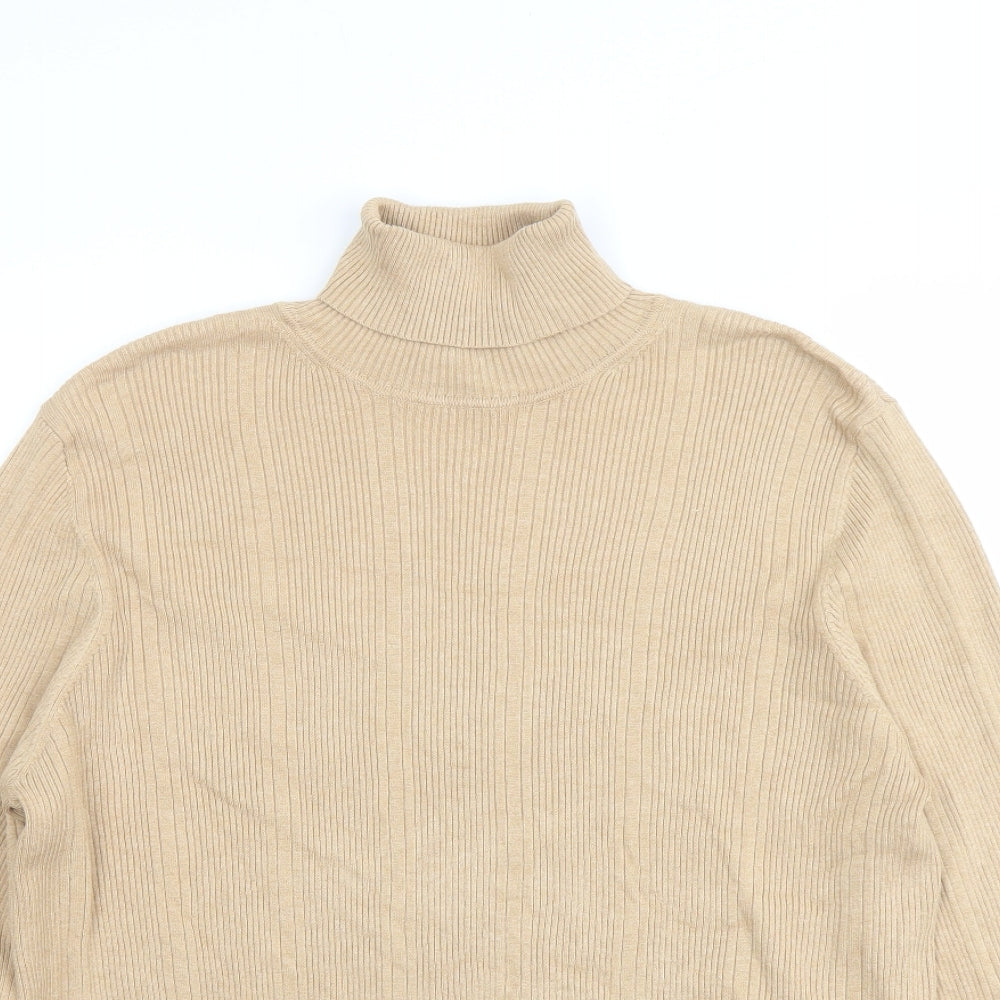 Marks and Spencer Womens Beige Roll Neck Viscose Pullover Jumper Size 18