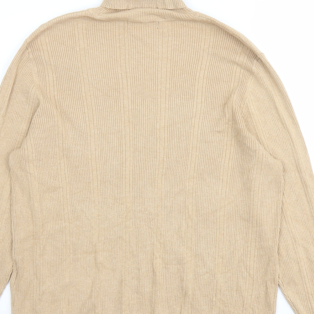 Marks and Spencer Womens Beige Roll Neck Viscose Pullover Jumper Size 18