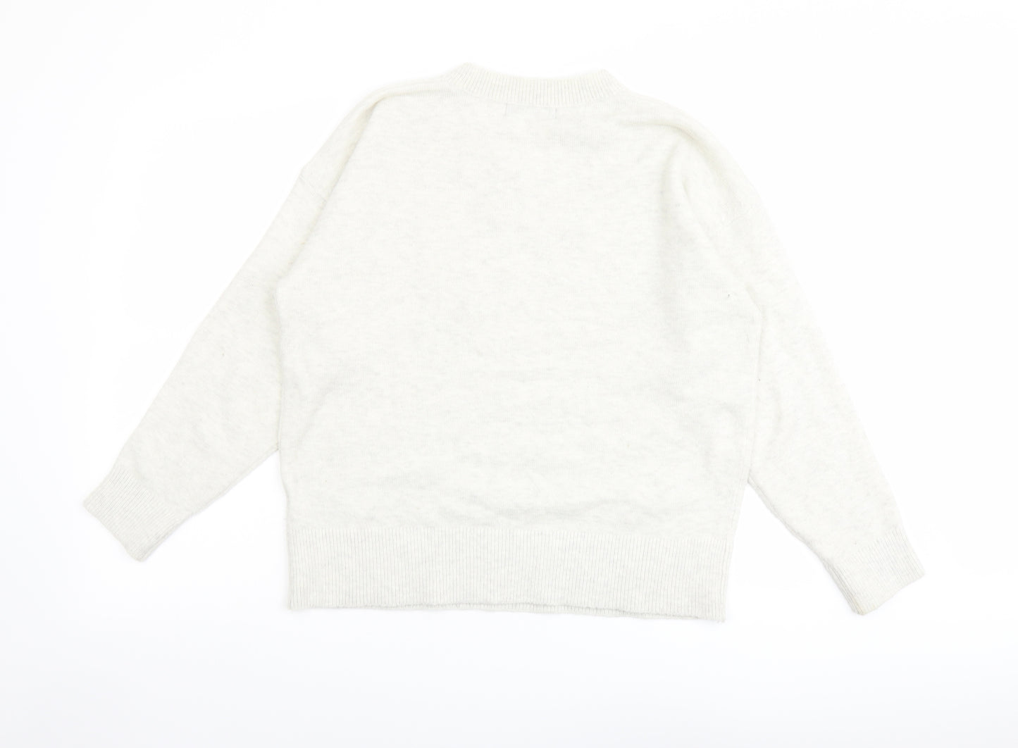 Marks and Spencer Womens Grey V-Neck Polyester Pullover Jumper Size M