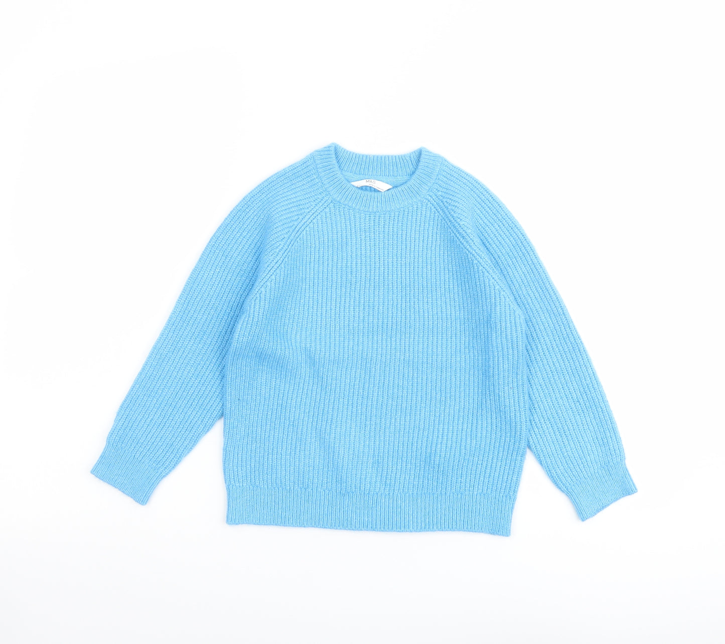 Marks and Spencer Girls Blue Round Neck Polyamide Pullover Jumper Size 5-6 Years Pullover