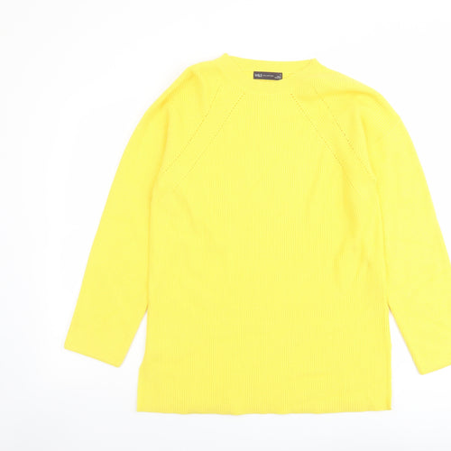 Marks and Spencer Womens Yellow Round Neck Viscose Pullover Jumper Size M