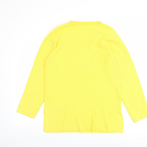 Marks and Spencer Womens Yellow Round Neck Viscose Pullover Jumper Size M
