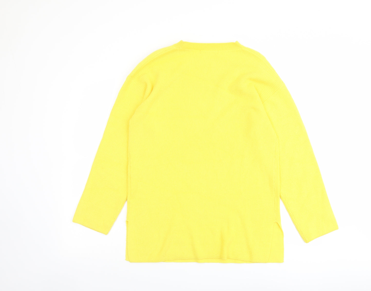 Marks and Spencer Womens Yellow Round Neck Viscose Pullover Jumper Size M