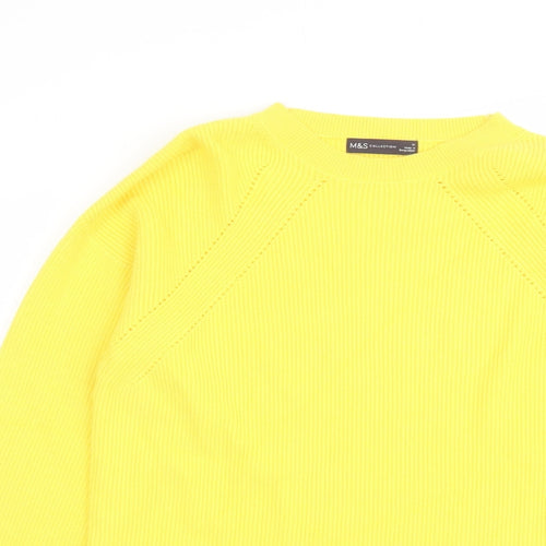 Marks and Spencer Womens Yellow Round Neck Viscose Pullover Jumper Size M