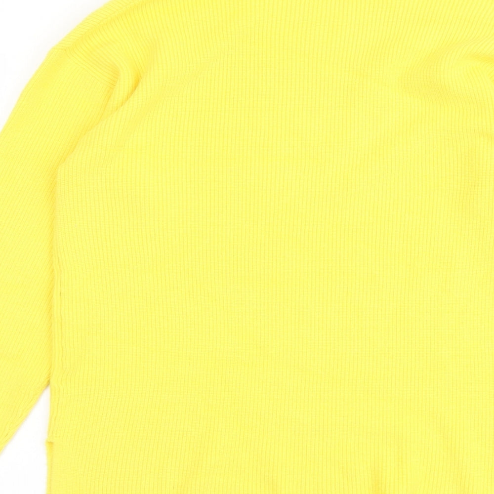 Marks and Spencer Womens Yellow Round Neck Viscose Pullover Jumper Size M
