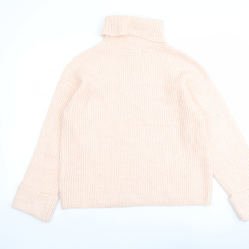 Marks and Spencer Womens Pink Roll Neck Polyamide Pullover Jumper Size S