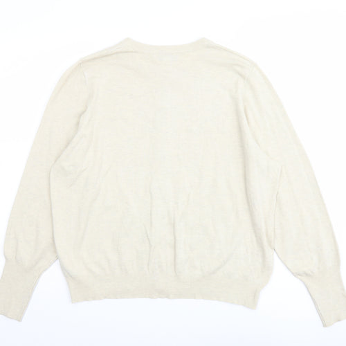 Marks and Spencer Womens Beige Round Neck Viscose Cardigan Jumper Size 20
