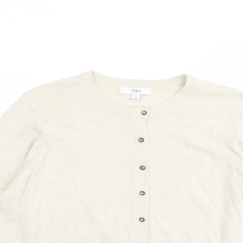Marks and Spencer Womens Beige Round Neck Viscose Cardigan Jumper Size 20